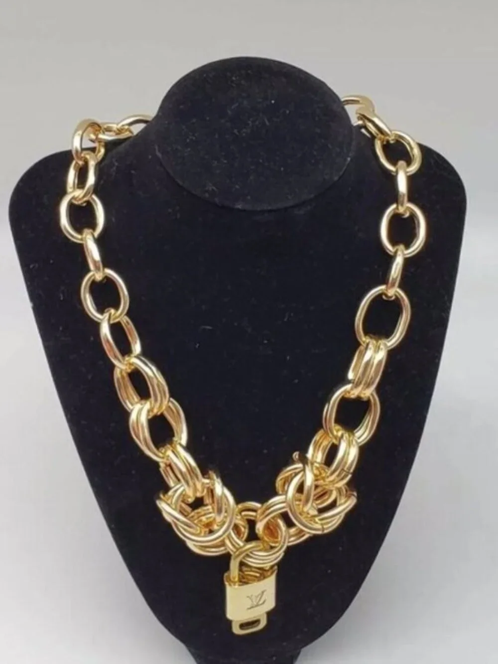 Gold-Plated Necklace with Authentic Louis Vuitton Padlock